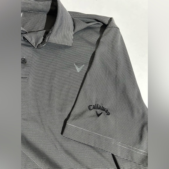 Callaway Mens Opti Dri Golf Polo Golf Shirt Size XL Gray Striped Short Sleeve - Picture 7 of 7
